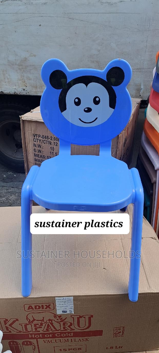 Light Blue Kids Plastic Chairs With Cartoon - main view