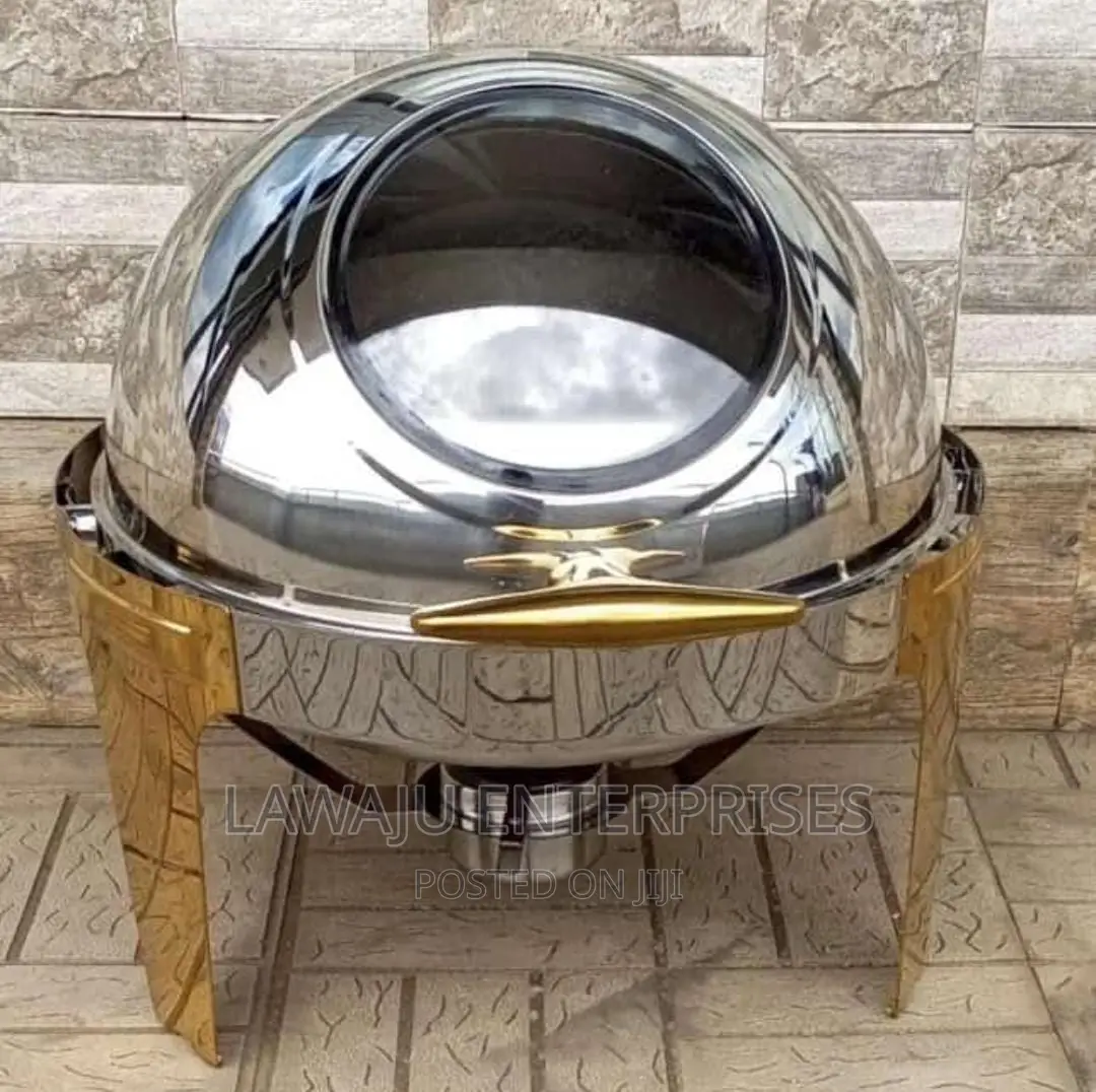 Roll Top Chaffing Dish With Gold Stand