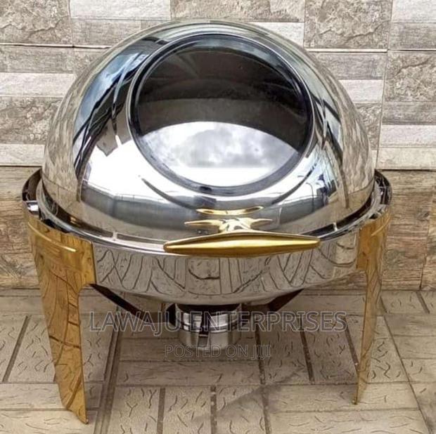 Roll Top Chaffing Dish With Gold Stand