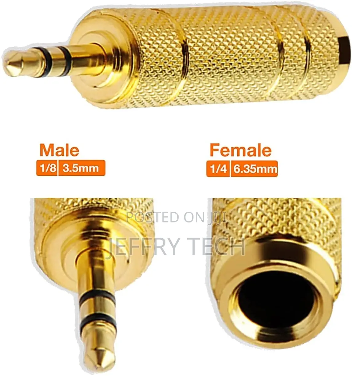 1/4 to 3.5mm Auxiliary Audio Adapter, Gold Plated, Resist Co