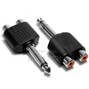 Mono Plug 6.5mm Male to 2 RCA Female Audio Jack Converter Ad