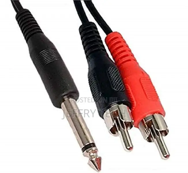 Mono Jack 6.3mm Male/P38mono Plug to Composite Audio 2 RCA M