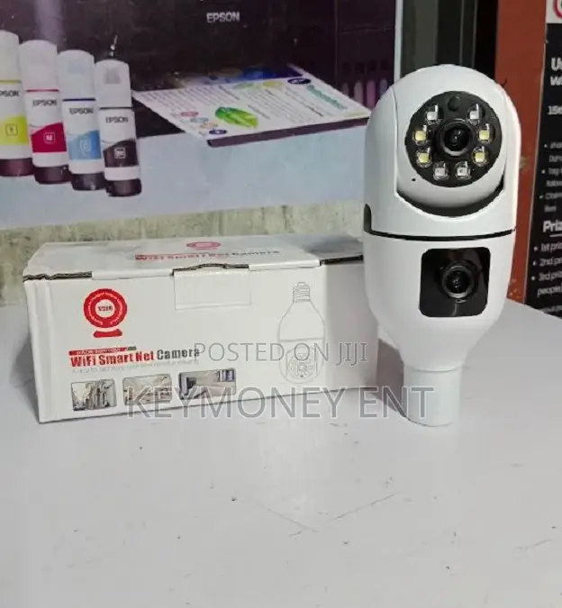 V380 Bulb Rotating Nanny Cam With Dual Lens Cam
