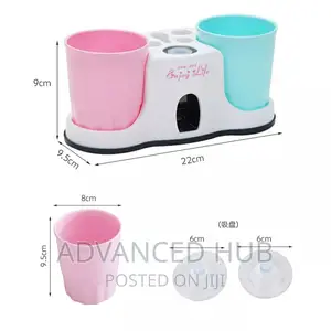 Toothbrush Holder With Toothpaste Dispenser and Cups