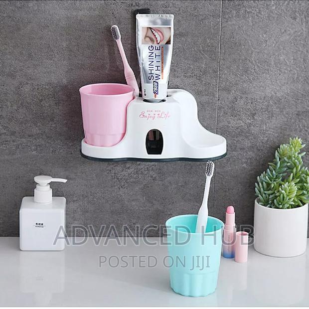 Toothbrush Holder With Toothpaste Dispenser and Cups - thumbnail 3