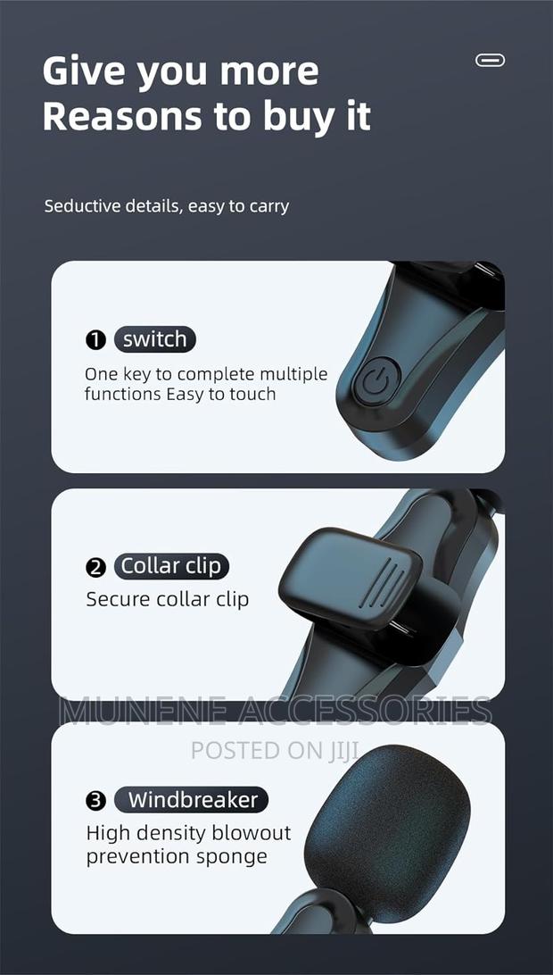 Pro 3.5MM Pro Wireless Lavalier SINGLE Microphone CAMERA. - thumbnail 4