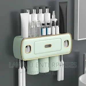 Toothbrush and Toothpaste Holder With Automatic Dispenser