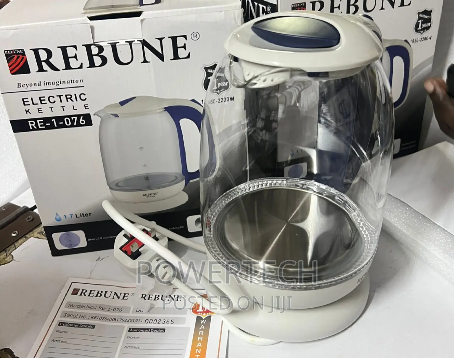 Rebune Transparent Cordless Electric Kettle.