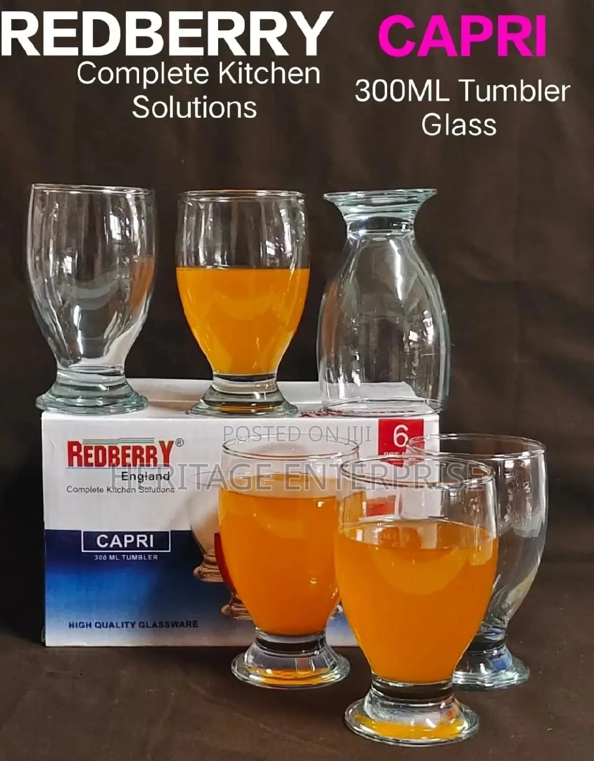 Redberry 6pcs Set - Multipurpose 3000ml Water/Juice Glasses.