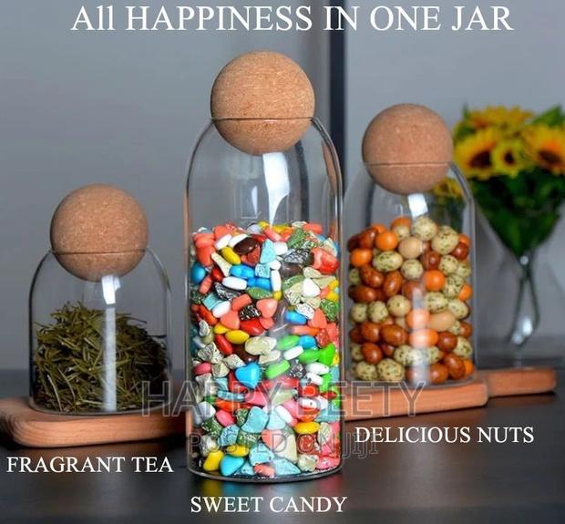 *Glass Jar With Ball Wooden Lid - main view
