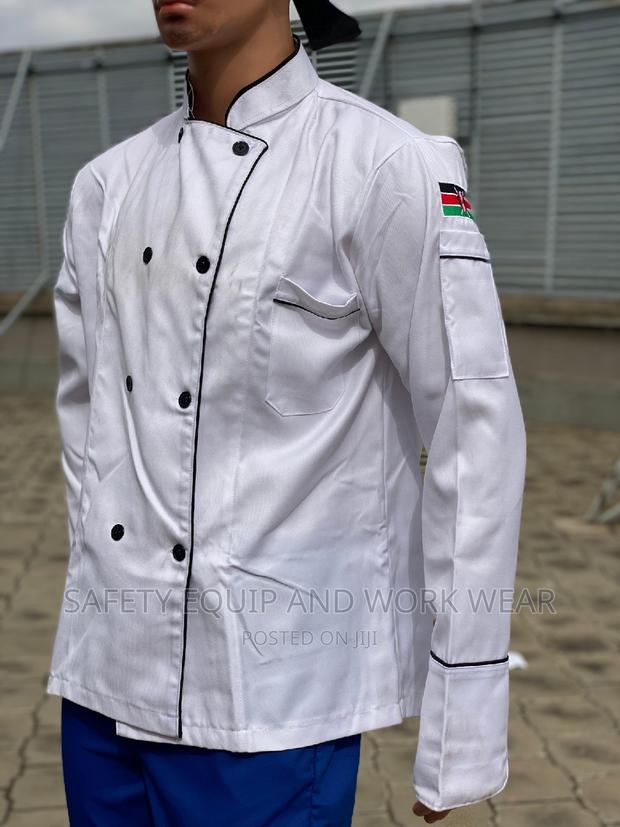 White With Black Piping Chef Uniforms