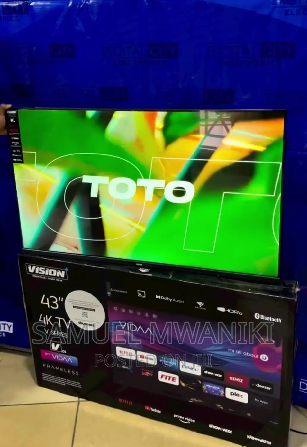 Vision Plus 43" UHD Smart TV Frameless Glass Design