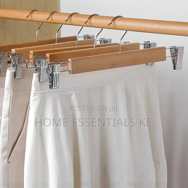 5pcs Set High Grade Natural Wooden Hangers Skirt Pants