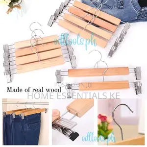 5pcs Set High Grade Natural Wooden Hangers Skirt Pants
