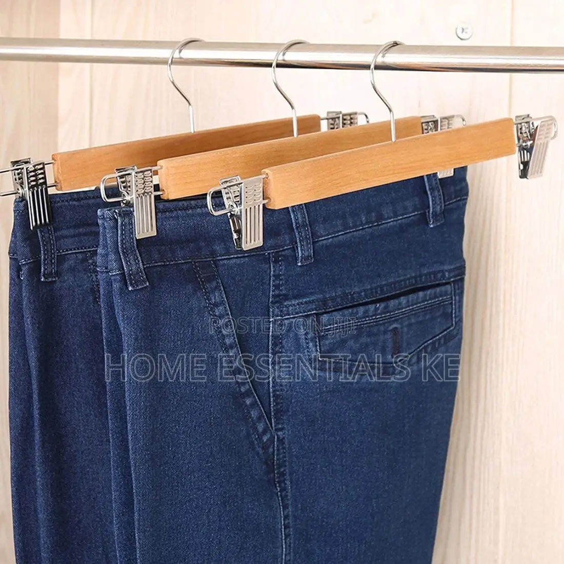 5pcs Set High Grade Natural Wooden Hangers Skirt Pants