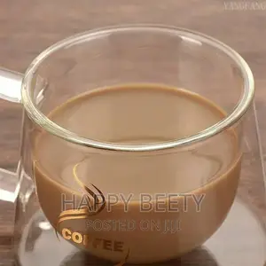 *Heat-Resistant Borosilicate Double- Wall Glass Coffee Mug