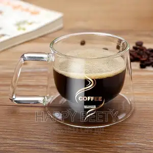*Heat-Resistant Borosilicate Double- Wall Glass Coffee Mug