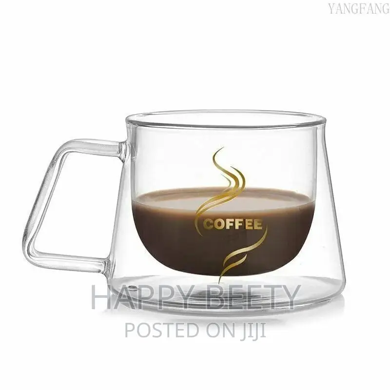 *Heat-Resistant Borosilicate Double- Wall Glass Coffee Mug