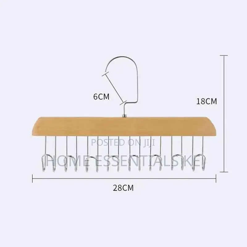 Wooden Plank 8 Hook Hanger for Bras,Tie,Pants