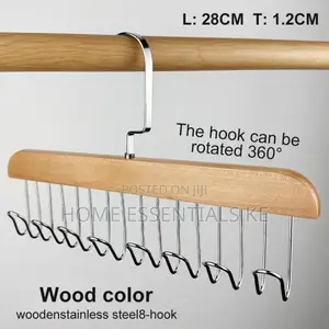Wooden Plank 8 Hook Hanger for Bras,Tie,Pants