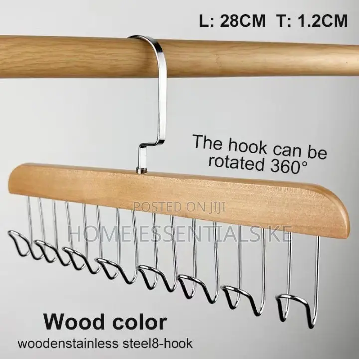 Wooden Plank 8 Hook Hanger for Bras,Tie,Pants