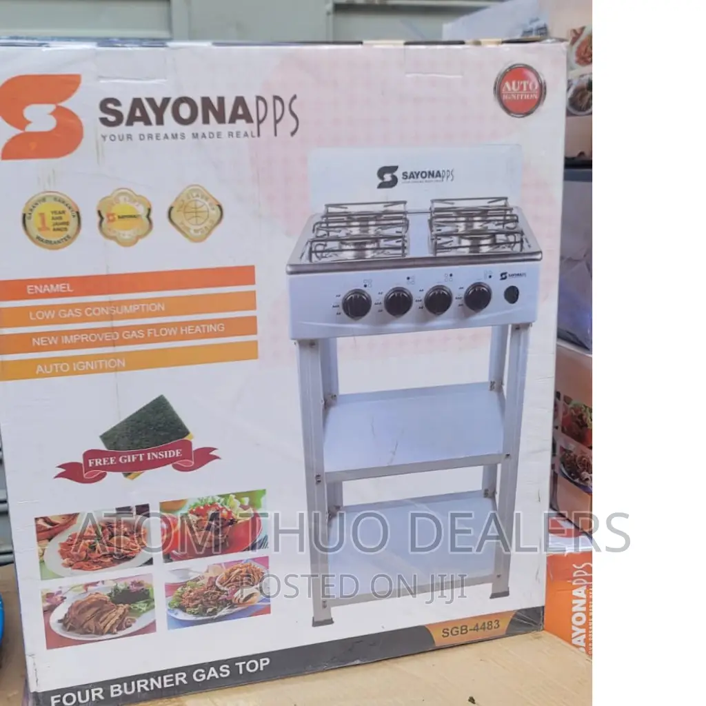 White Sayona Full Gas Standing Cooker Withshelves (SGB-4483)