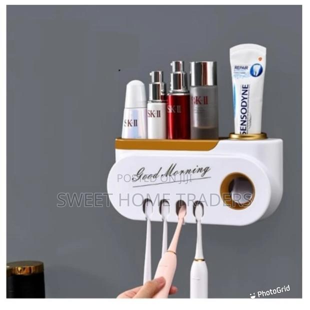 2 in 1 Good Morning Toothbrush Holder Toothpaste Dispenser