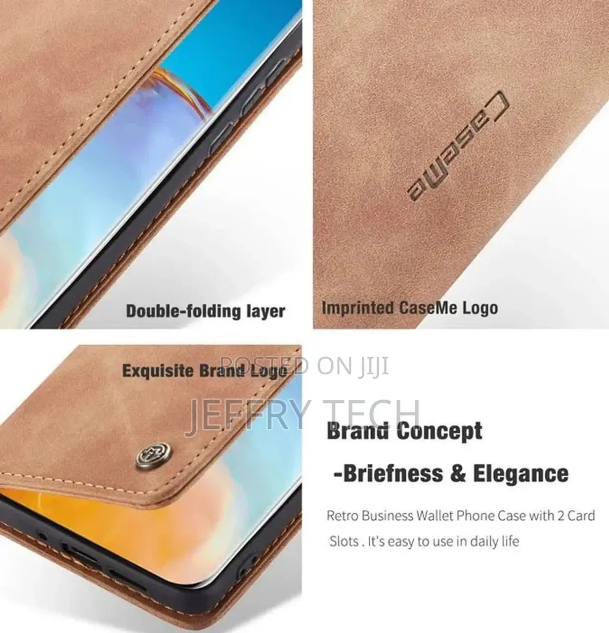 Brown Huawei P40 Genuine Caseme Compact Flip Wallet Case