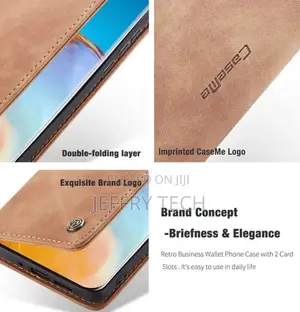 Brown Huawei P40 Genuine Caseme Compact Flip Wallet Case