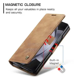 Samsung Galaxy Z Fold 5 Case Retro Slim Leather Magnetic Wal