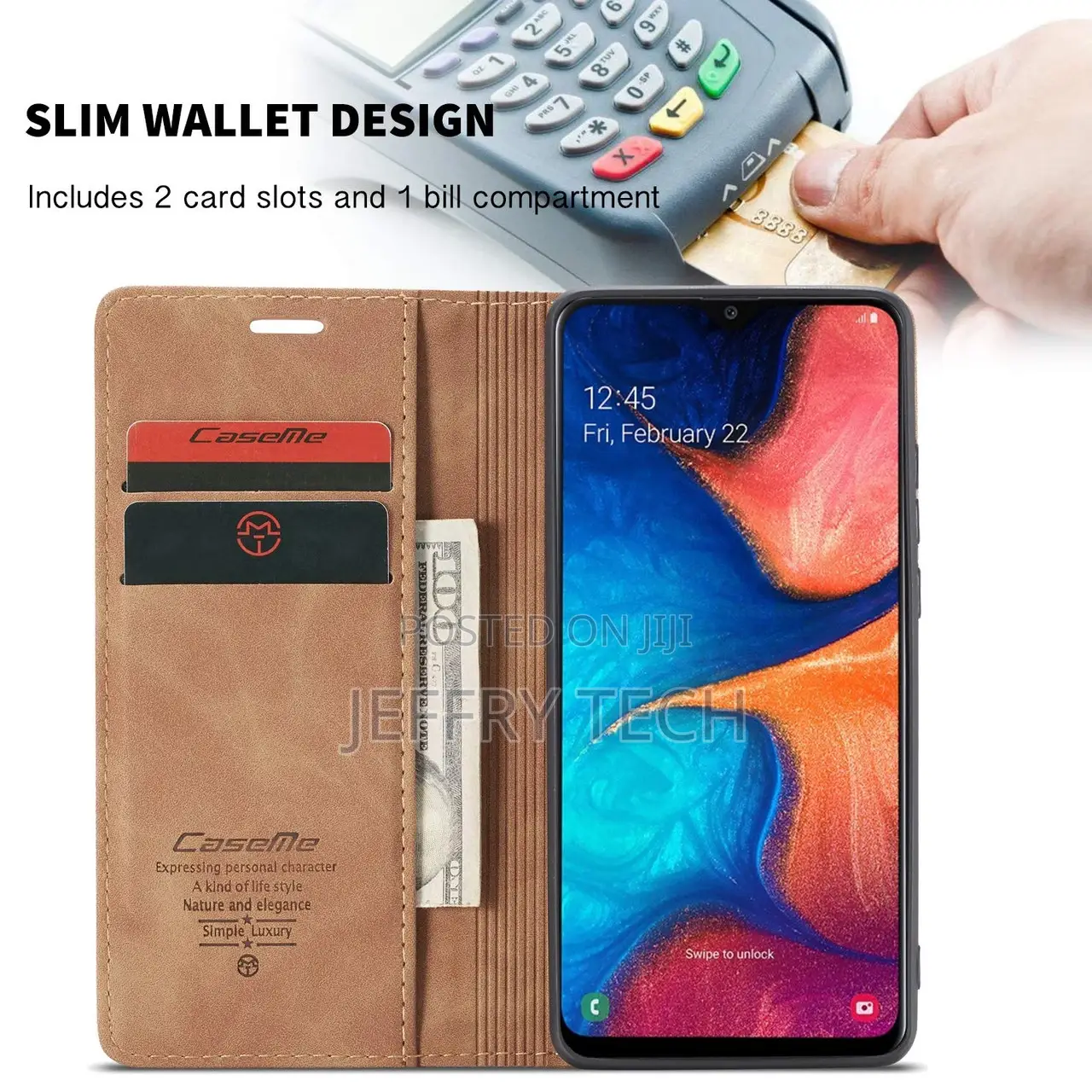 Brown Caseme Slim Magnetic Wallet Case for Galaxy A20 / A30