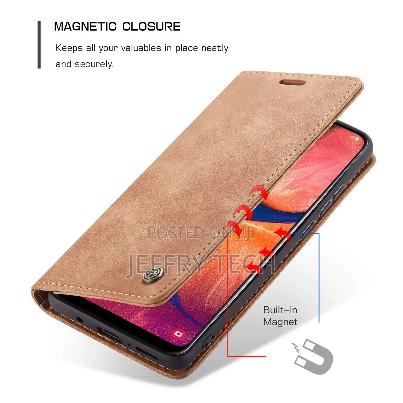 Brown Caseme Slim Magnetic Wallet Case for Galaxy A20 / A30
