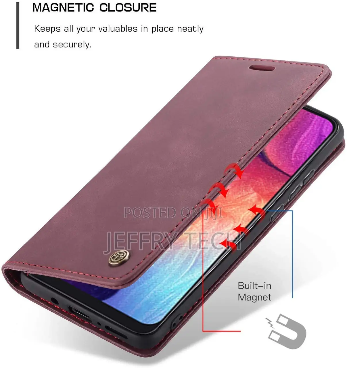 Wine Caseme Compact Flip Wallet Card Case for Galaxy A50