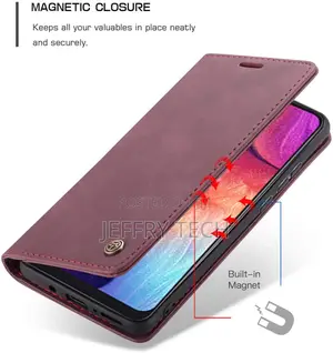 Wine Caseme Compact Flip Wallet Card Case for Galaxy A50
