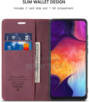 Wine Caseme Compact Flip Wallet Card Case for Galaxy A50