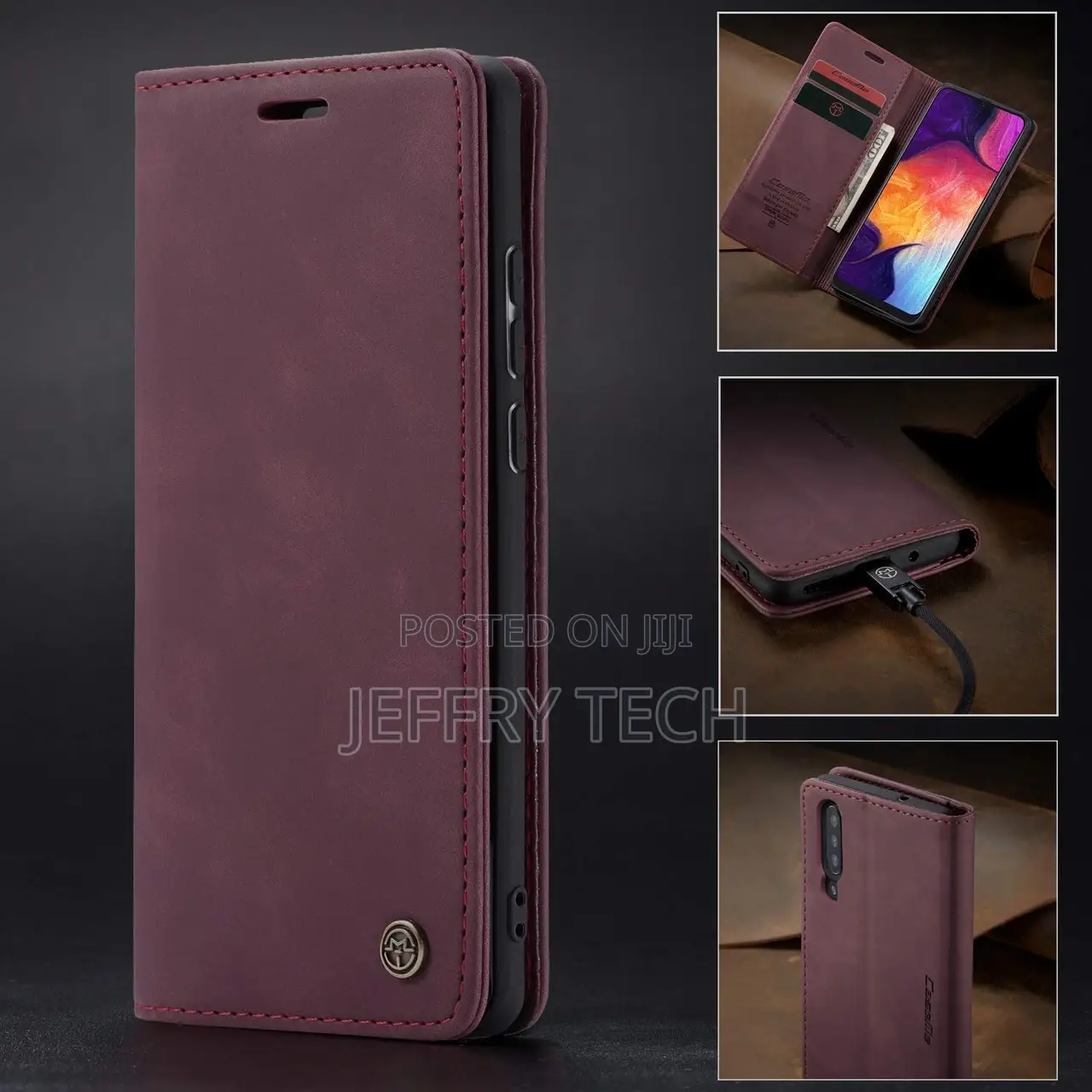 Wine Caseme Compact Flip Wallet Card Case for Galaxy A50