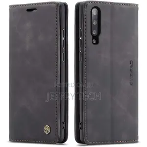 Leather Flip Cover for Samsung Galaxy A70 [Card Holder] BLAC