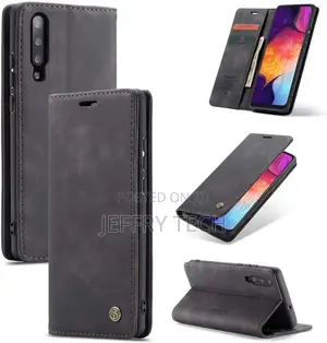 Leather Flip Cover for Samsung Galaxy A70 [Card Holder] BLAC