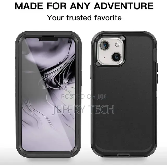 Black iPhone 13 Heavy Duty Military Defense Drop Proof Case
