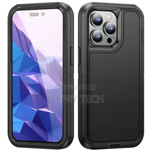 Black iPhone 15 Pro Full Body Heavy Duty Defender Case