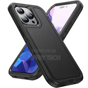 Black iPhone 15 Pro Full Body Heavy Duty Defender Case