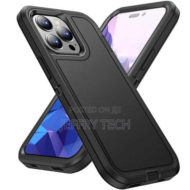 Black iPhone 15 Pro Full Body Heavy Duty Defender Case - thumbnail 2