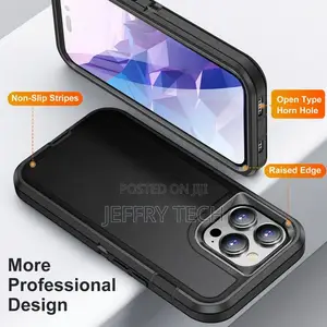 Black iPhone 15 Pro Full Body Heavy Duty Defender Case
