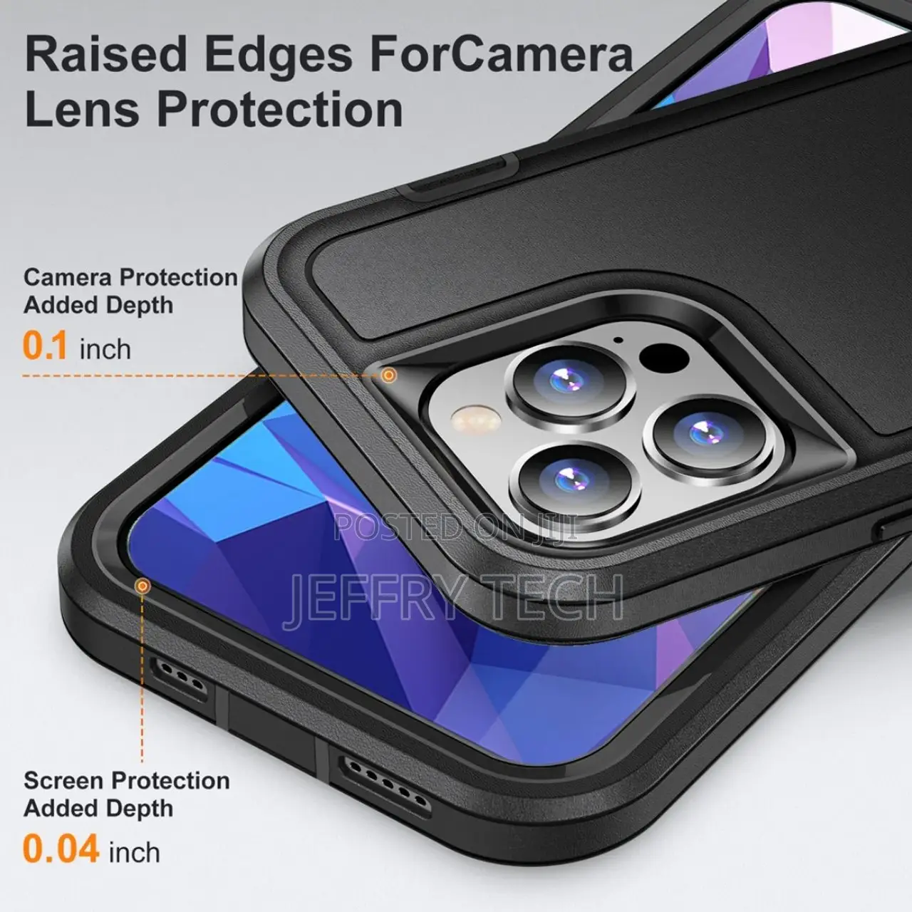 Black iPhone 15 Pro Full Body Heavy Duty Defender Case