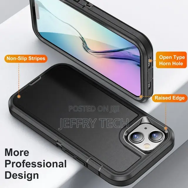 Black iPhone 15 Plus Military Full Body Shock Proof Defender