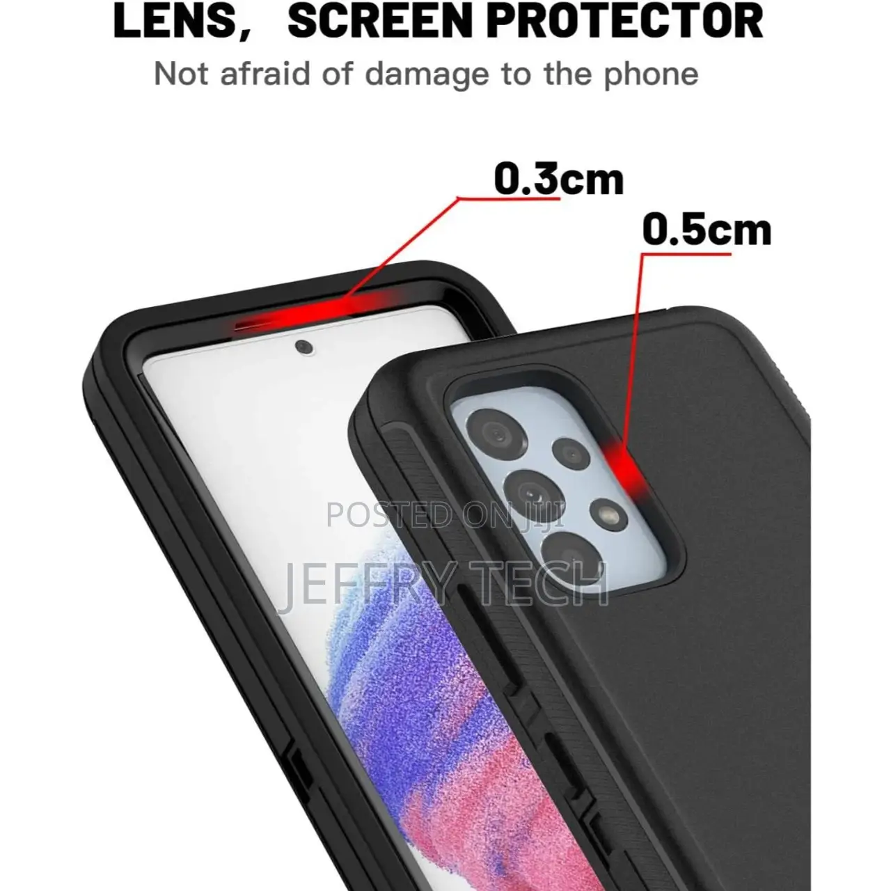 Black Heavy Duty Defender Military Grade Case for Galaxy A53