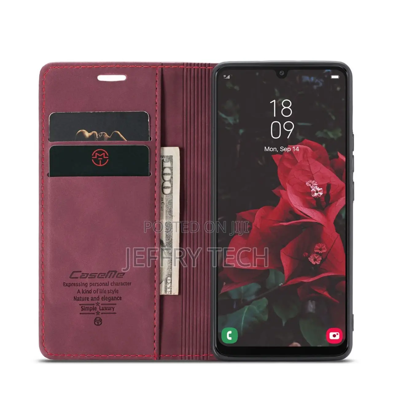 Red Caseme Slim Soft Wallet Case Cover for Galaxy A34 5G