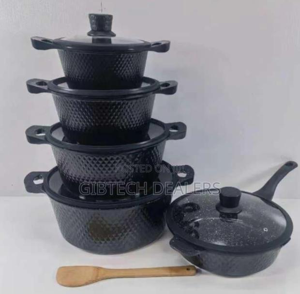 Bosch 11pcs Cookware With Lid Covers- Black - main view