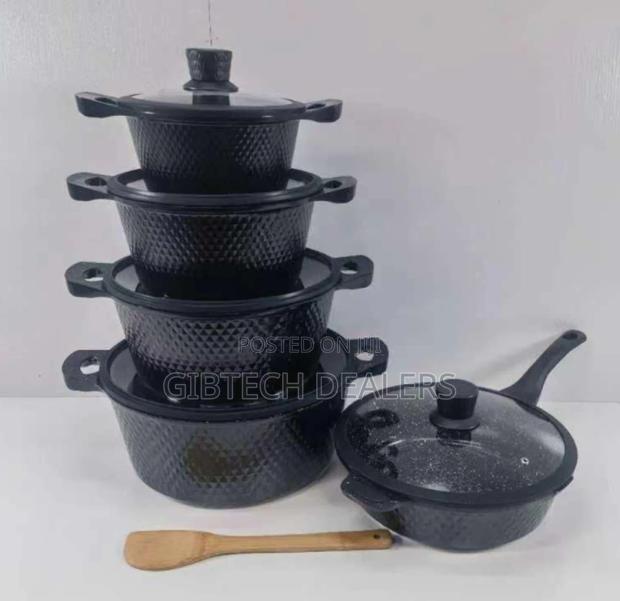 Best Quality Bosch 11pcs Cookware With Lid Covers Black