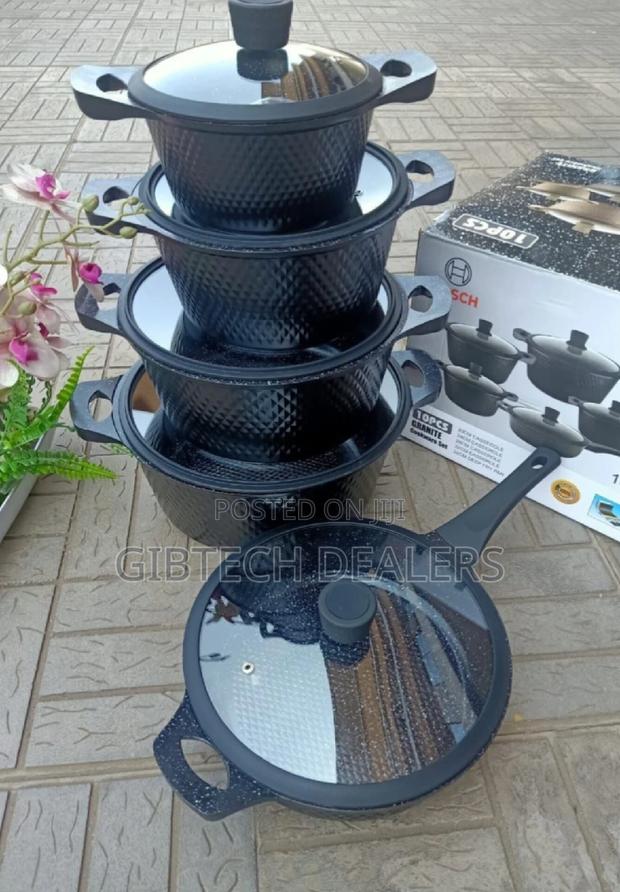 Best Quality 11pcs Cookware With Lid Covers Black Grey Brown